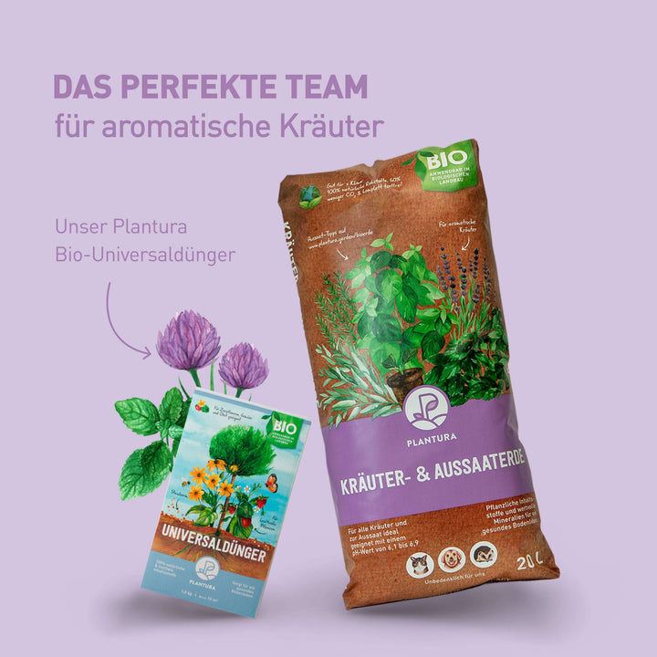 Bio-Kräutererde und Universaldünger von Plantura
