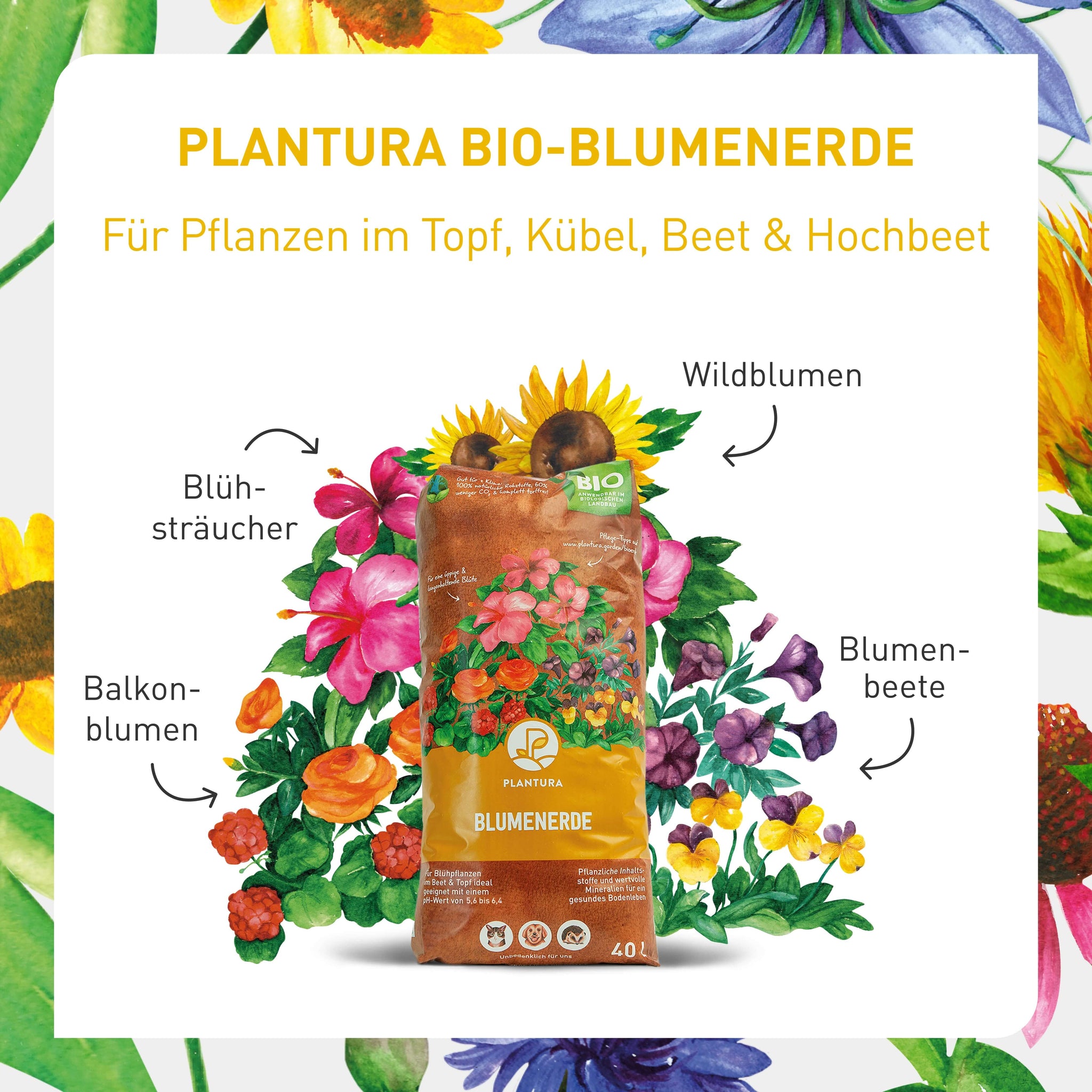 Bio-Blumenerde für Blühpflanzen