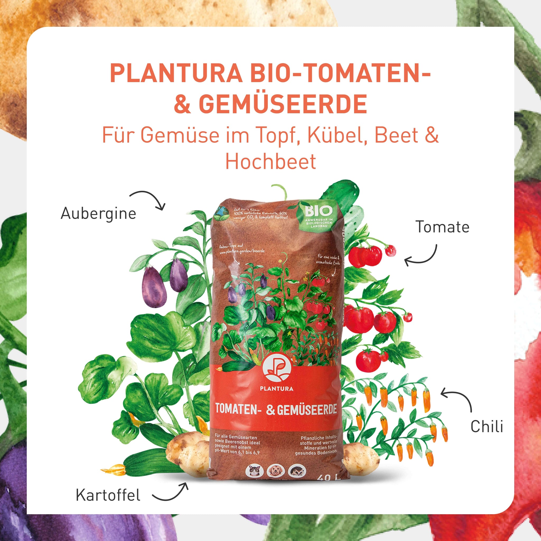 Bio Tomaten- und Gemüseerde für viele Gemüsearten