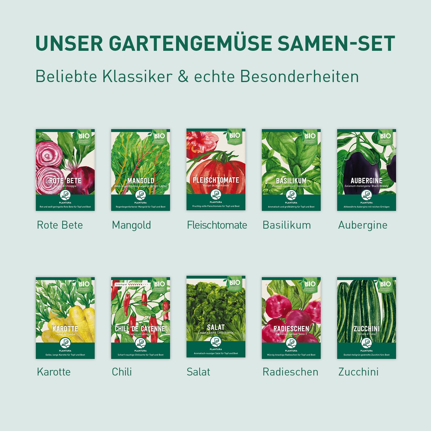 Gartengemüse-Set mit Bio-Sorten